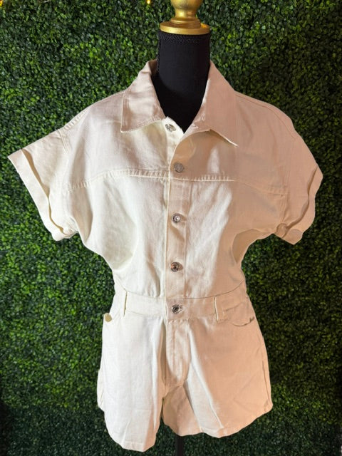 Zara Light Gray Denim Romper