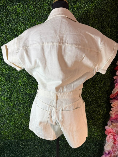 Zara Light Gray Denim Romper