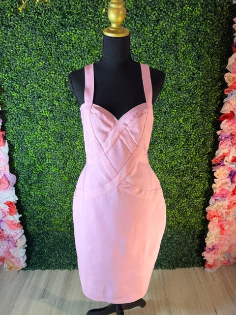 Pink Bandage-Seam Bodycon Dress