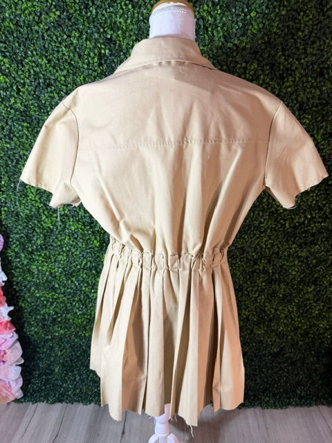 H&M Khaki Pleated Shirt Dress