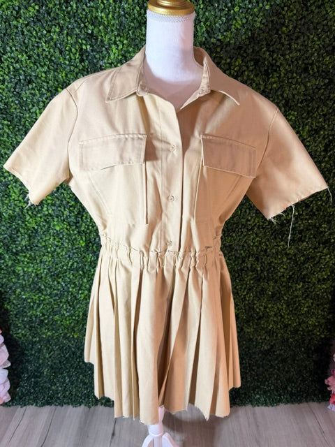H&M Khaki Pleated Shirt Dress
